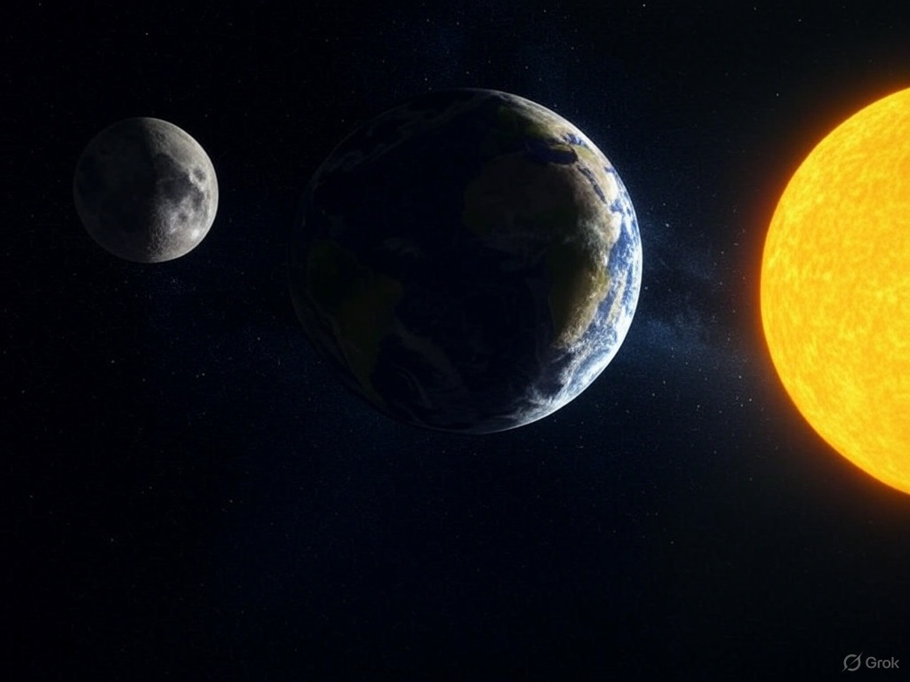 Space Distances earth moon sun